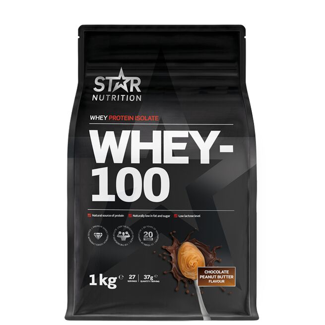 Star Nutrition Whey-100 Chocolate Peanut Butter Whey-100 Vassleprotein 1 kg Chocolate Peanut butter