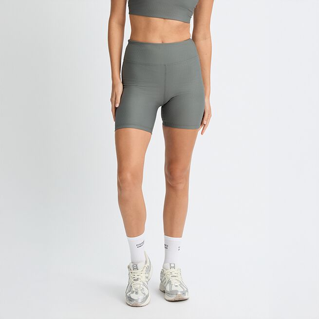 Ribbed R Bike HW Tights, Gunmetal, L Ribbade Cykelshorts Grön
