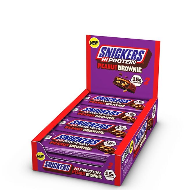 12 x Snickers High Protein Bar, 55 g, Peanut Brownie Milk Chocolate 12 x Snickers High Protein Bar 50 g Peanut Brownie Peanut Brownie Milk Chocolate