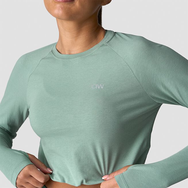 Define Cropped Adjustable Long Sleeve, Light Moss, L  Define Långärmad Tröja Grön