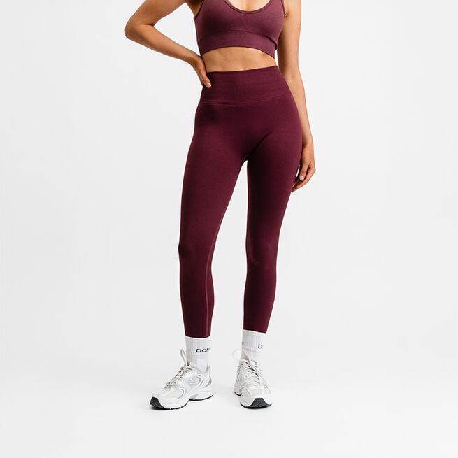 Seamless Scrunch Tights, Redwood, XS Träningstights Rödbrun
