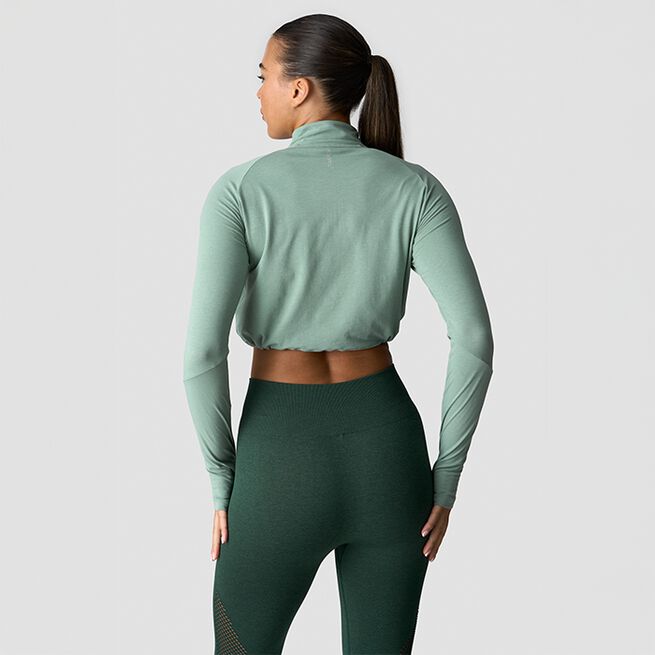 Define Cropped 1/4 Zip Adjustable, Light Moss, L  Define Croppad 1/4 Zip Tröja Ljus Mossgrön