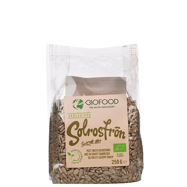 Ekologiska Solrosfrön, 250 g Biofood Ekologiska Solrosfrön 250 g