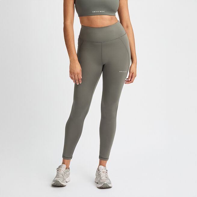 Flattering High Waist Tights, Gunmetal, L Träningstights Grön