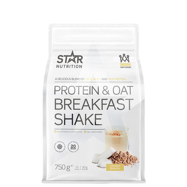 Star nutrition protein and oat breakfast shake Coconut granola Protein & Oat Breakfast Måltidsersättnings Shake 750 g Coconut/Granola