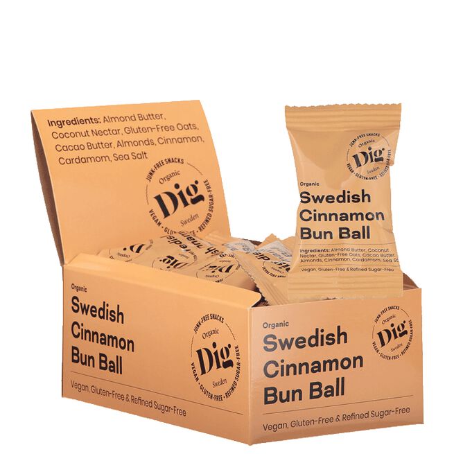 Cinnamon bun 16 x Raw Ball Ekologisk 25 g Kanelbulle