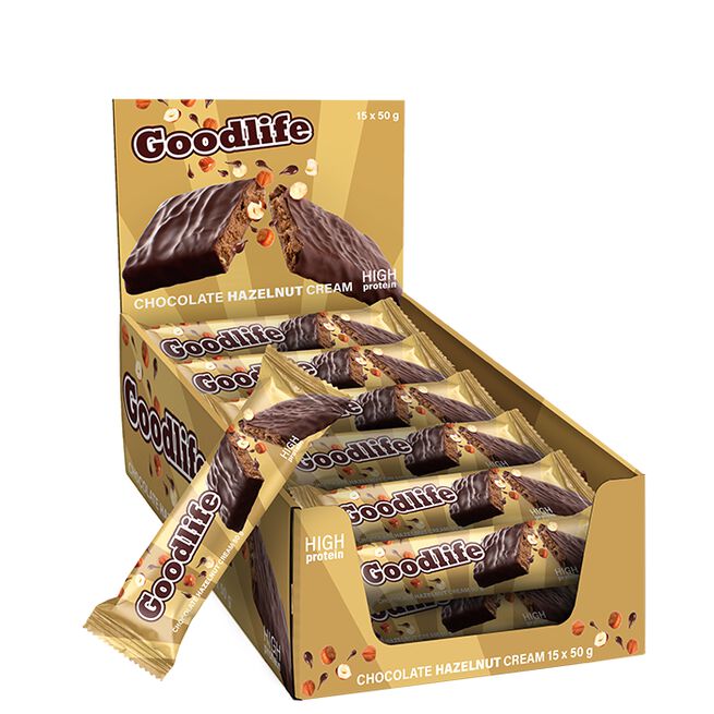 15 x Goodlife 50 g Chocolate Hazelnut Cream 15 x Proteinbar 50 g Chocolate Hazelnut Cream