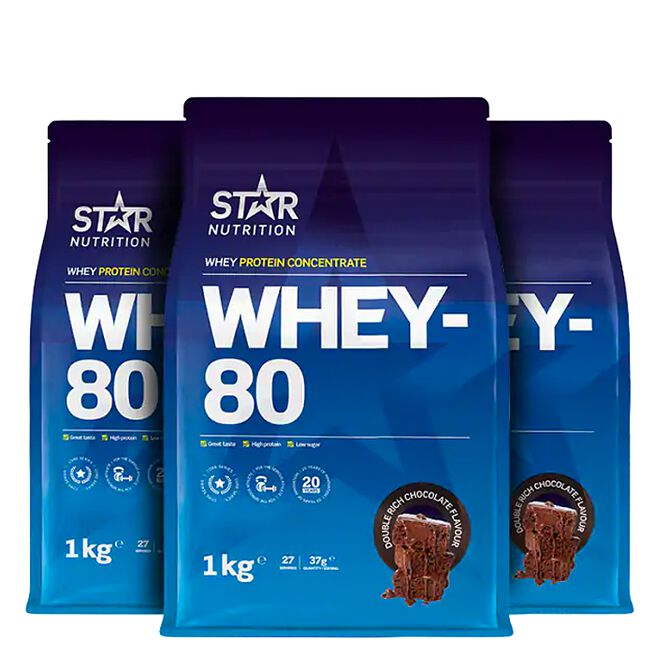 star nutrition whey-80 Mix&Match: 3 x Whey-80 Vassleprotein 1 kg