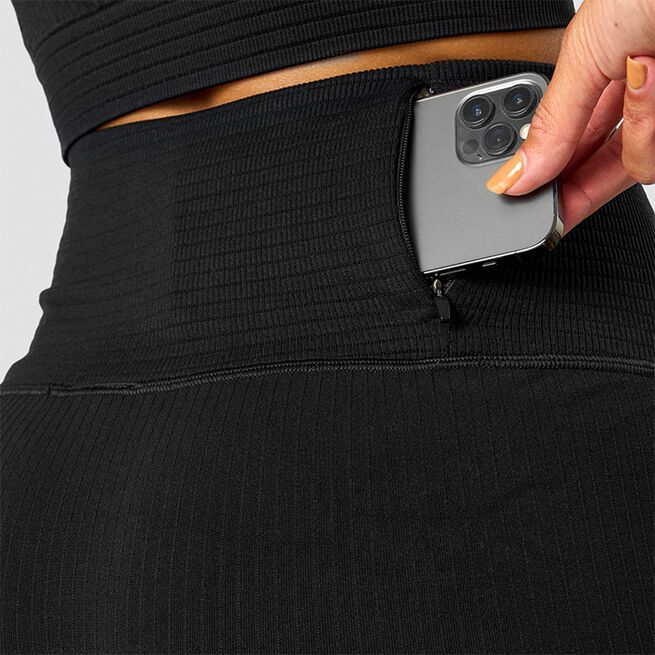 Ribbed Define Seamless Pocket Shorts, Black, L  Define Träningsshorts Svart