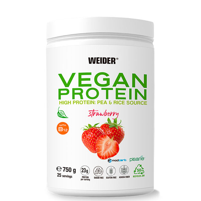 Vegan Protein, 750 g, Strawberry Veganskt Proteinpulver 750 g Strawberry