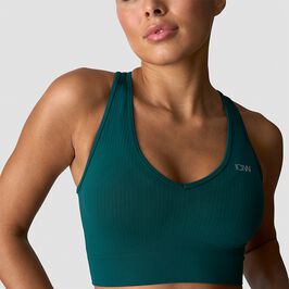 Ribbed Define Seamless Cropped V-neck Tank Top, Forest Green, L  Seamless Träningstopp Mörkgrön
