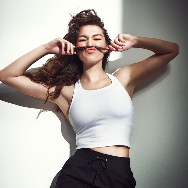 Crop Rib Racerback, White, 36  Crop Rib Racerback, White