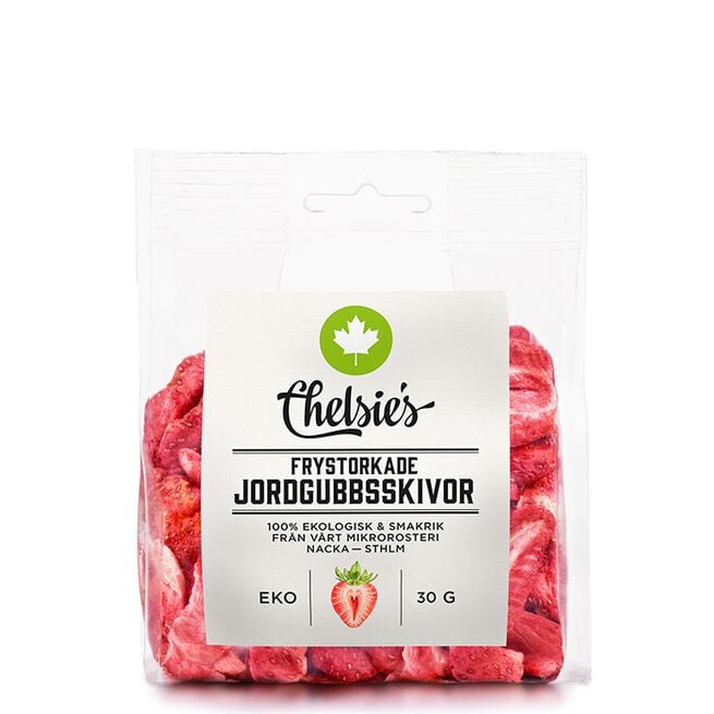 Chelsies Organic Gourmet Products Frystorkade Skivade Jordgubbar 30 g Frystorkade Skivade Jordgubbar 30 g
