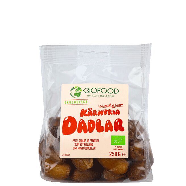 Ekologiska, kärnfria dadlar Biofood Dadlar Urkärnade 200 g