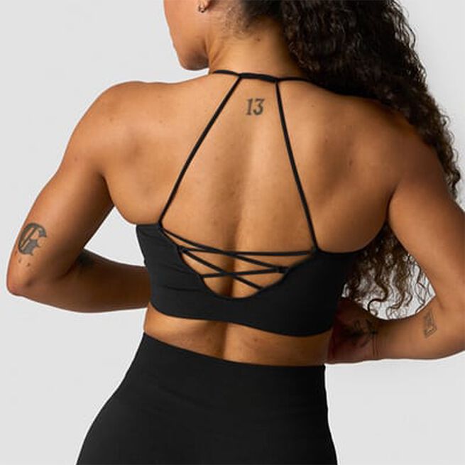 Shape Seamless Strappy Sports Bra, Black, L Shape Strappy Sport-Bh Svart