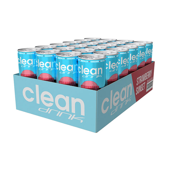 Flak 24 x Clean Drink 330 ml Strawberry/Cherry Sunset