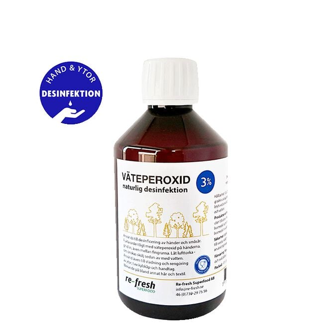Väteperoxid 3% 300ml Re-fresh Superfood Väteperoxid 3% 300 ml