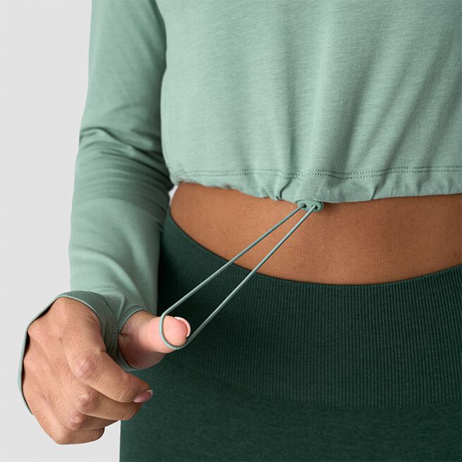Define Cropped 1/4 Zip Adjustable, Light Moss, L  Define Croppad 1/4 Zip Tröja Ljus Mossgrön