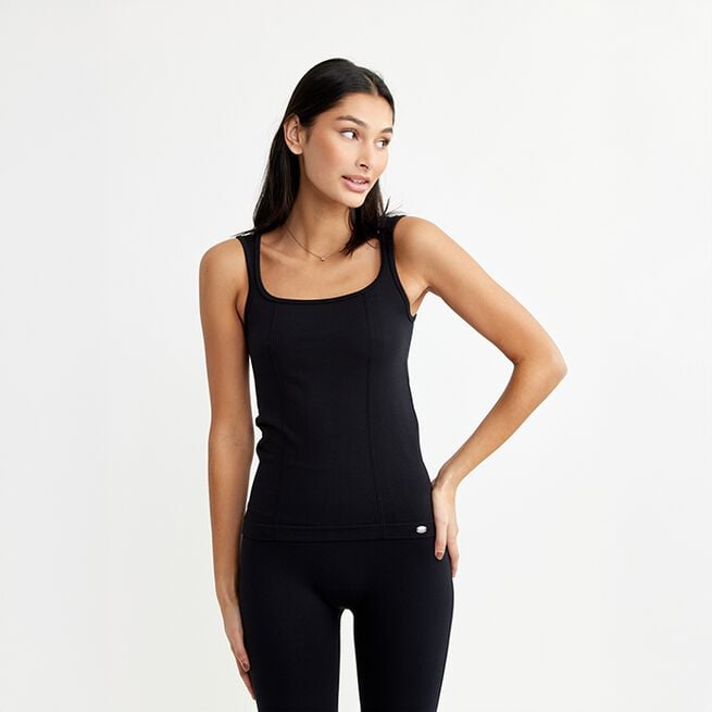 Seamless Scoop Top, Black, M Seamless Träningslinne Svart