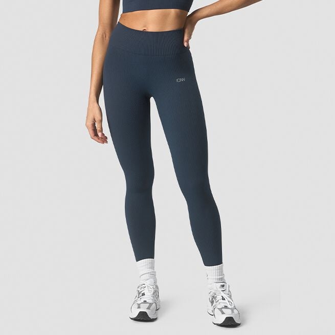 Ribbed Define Seamless Tights, Dark Teal, L Ribbed Define Seamless Tights, Dark Teal