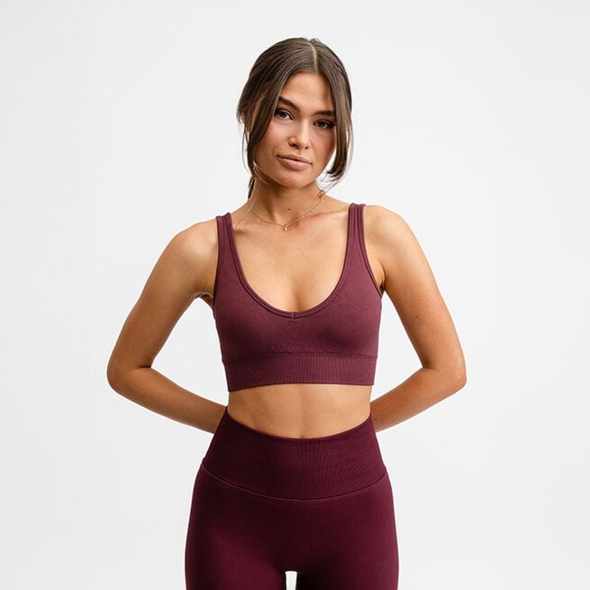 Seamless Deep V Bra, Redwood, XS Sport-Bh Rödbrun