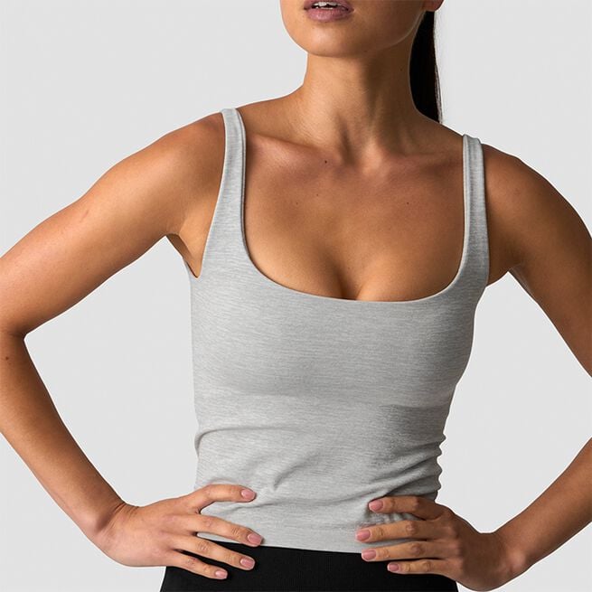 Smooth Seamless 2-in-1 Tank, Light Grey Melange, L Smooth Seamless 2-i-1 Linne Grå