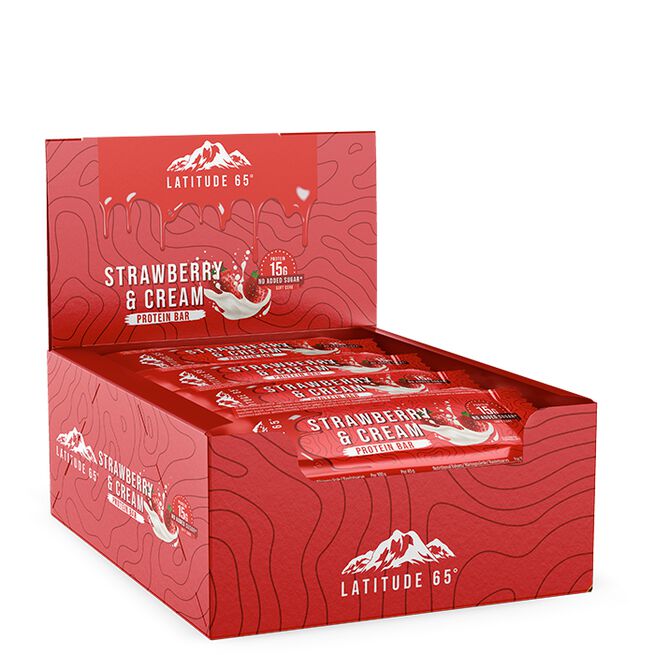 12 x Latitude 65 Protein Bar, 45 g Strawberry Yoghurt 12 x Latitude 65 Protein Bar, 45 g Strawberry Yoghurt