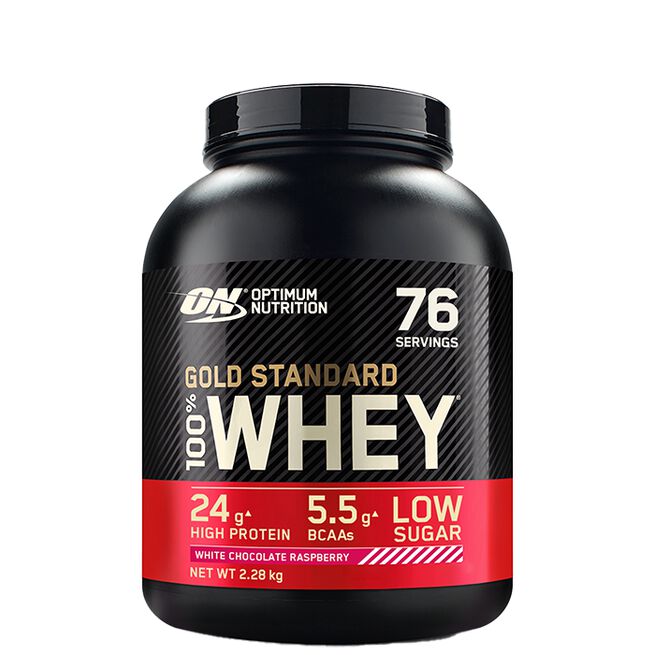 100% Whey Gold Std, 2270 g, White Chocolate Raspberry 100% Whey Gold Standard Vassleprotein 2273 g White Chocolate Raspberry