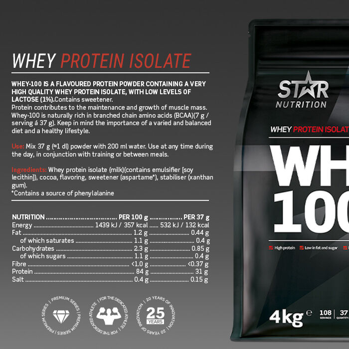 Whey-100 Vassleprotein 4 kg Choklad