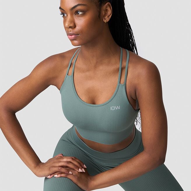 ICIW Ribbed Define Seamless Sports Bra, Racing Green Ribbed Define Seamless Sports Bra, Racing Green
