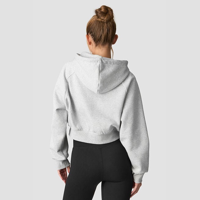 Everyday Cropped Hoodie Wmn, Light Grey Melange Everyday Cropped Hoodie Grå
