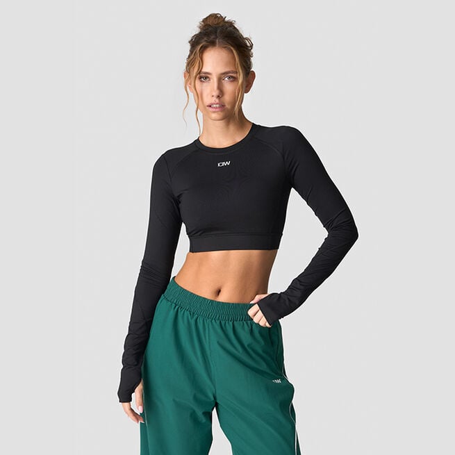 ICIW Contrast Cropped Long Sleeve, Black Contrast Träningströja Svart