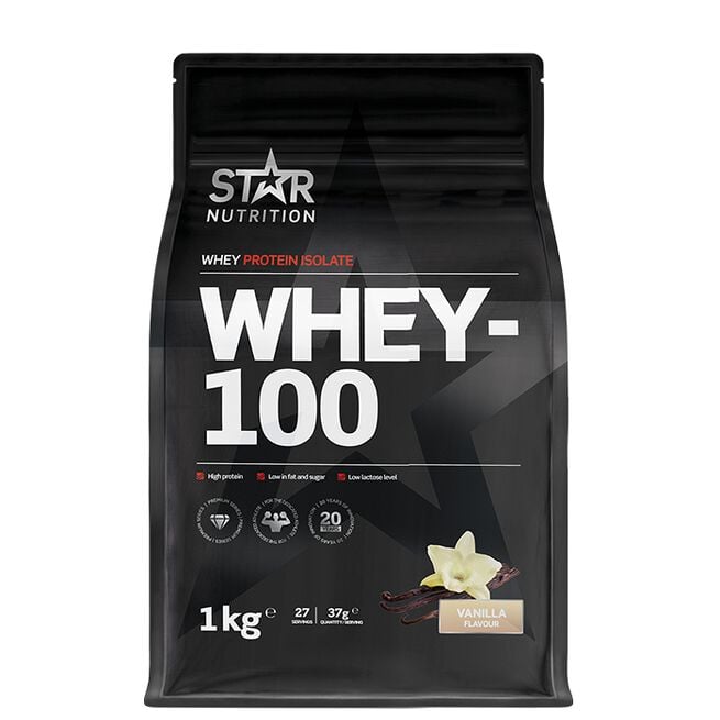 Star nutrition Whey-100 Vanilj Vanilla Whey-100 Vassleprotein 1 kg Vanilj