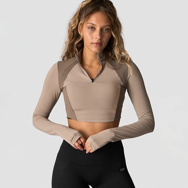 ICIW Mirage Cropped Long Sleeve Wmn, Light Dusty Brown Mirage Cropped Long Sleeve Wmn, Light Dusty Brown