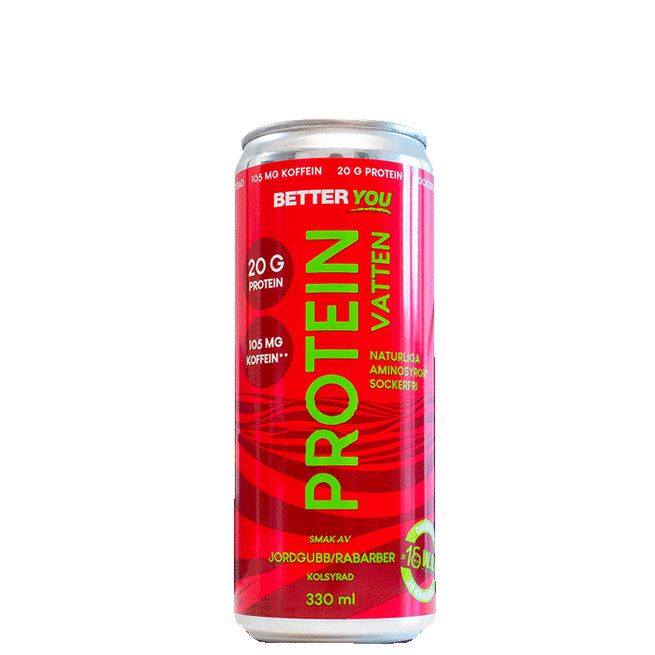 Proteinvatten Koffein - Jordgubb/Rabarber, 330 ml