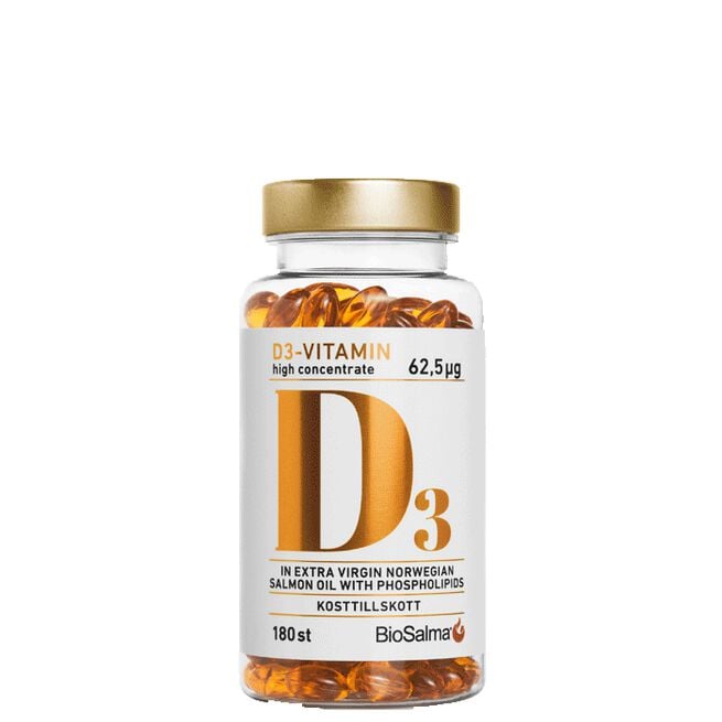 D3-vitamin 62,5µg high concentrate 180 kapslar D3-vitamin + Laxolja 180 kapslar