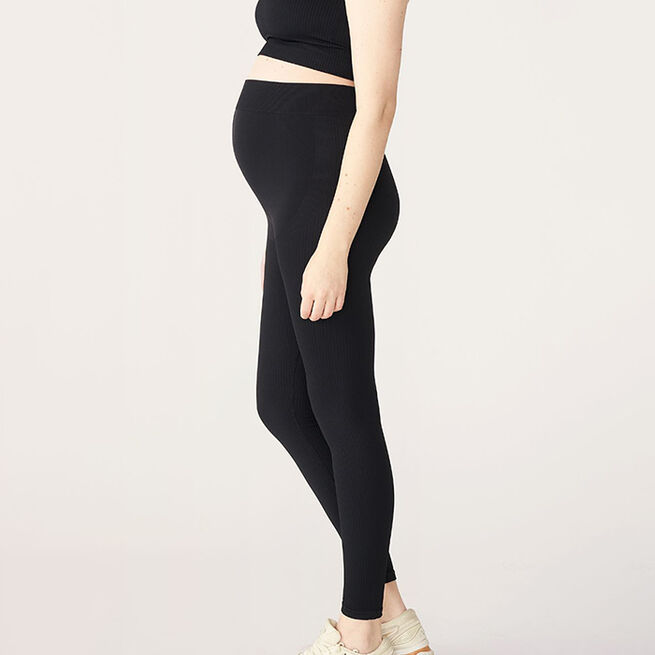 Maternity Seamless Rib Tights, Black Maternity Seamless Rib Tights, Black