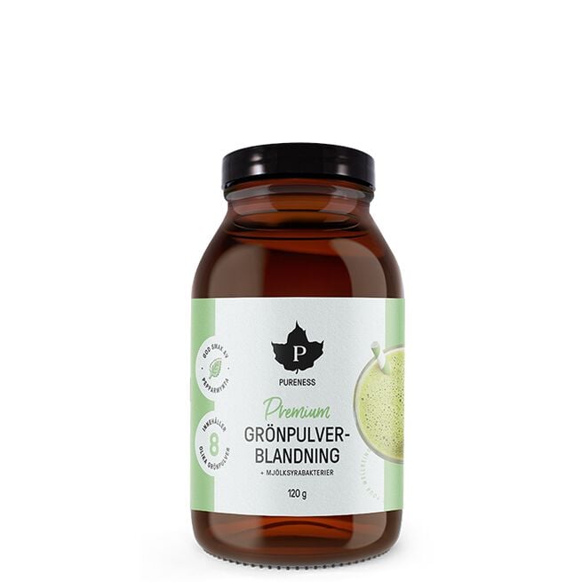 Premium Grönpulverblandning + mjölksyrabakterier 120 g Premium Grönpulverblandning + mjölksyrabakterier 120 g