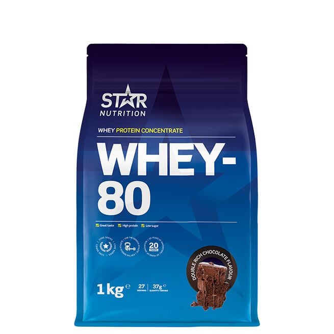 Star nutrition whey-80 protein shake Double rich chocolate Whey-80 Vassleprotein 1 kg Double Rich Chocolate