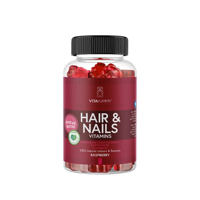 Hår & Naglar Hallon 60 Gummies Hår & Naglar Vitaminer 60 Gummies Hallon