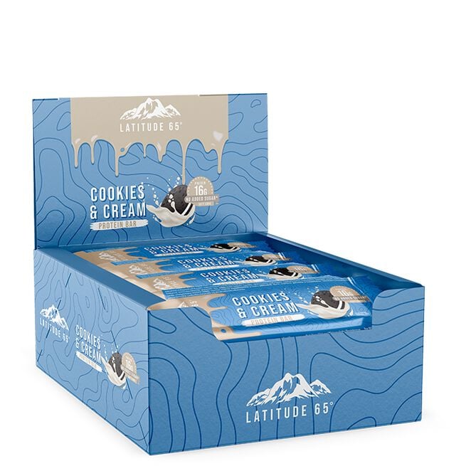 12 x Latitude 65 Protein Bar, 45 g Cookies & Cream 12 x Latitude 65 Protein Bar, 45 g Cookies & Cream