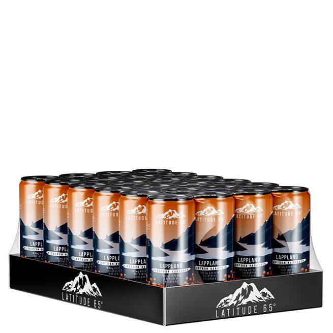 Latitude 65, 330 ml, fd Norrland numera Lappland 24 x Latitude 65 Energidryck 330 ml Norrland/Lappland - Hjortron Rabarber