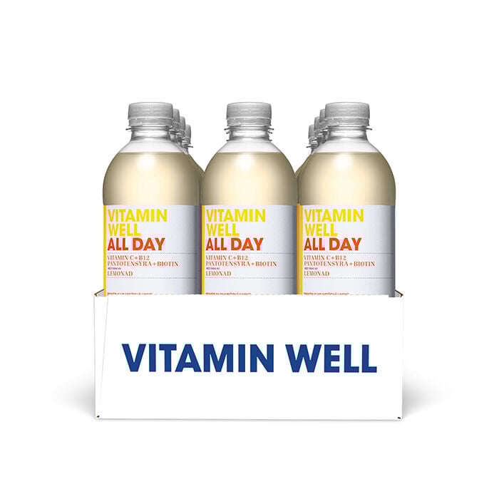 12 x Vitamin Well, 500ml, Lemonad 2 kr pant Lemonad