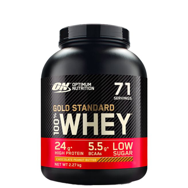 100% Whey Gold Std, 2244 g, Chocolate Peanut Butter 100% Whey Gold Standard Vassleprotein 2273 g Chocolate Peanut Butter