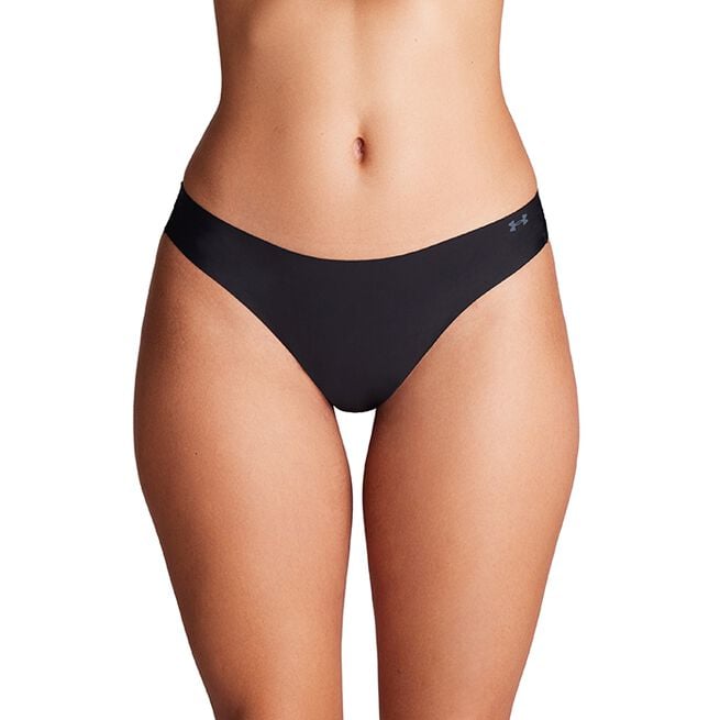 UA Pure Stretch NS Thong, Black Women's UA Pure Stretch 3-Pack No Show Thong, Black