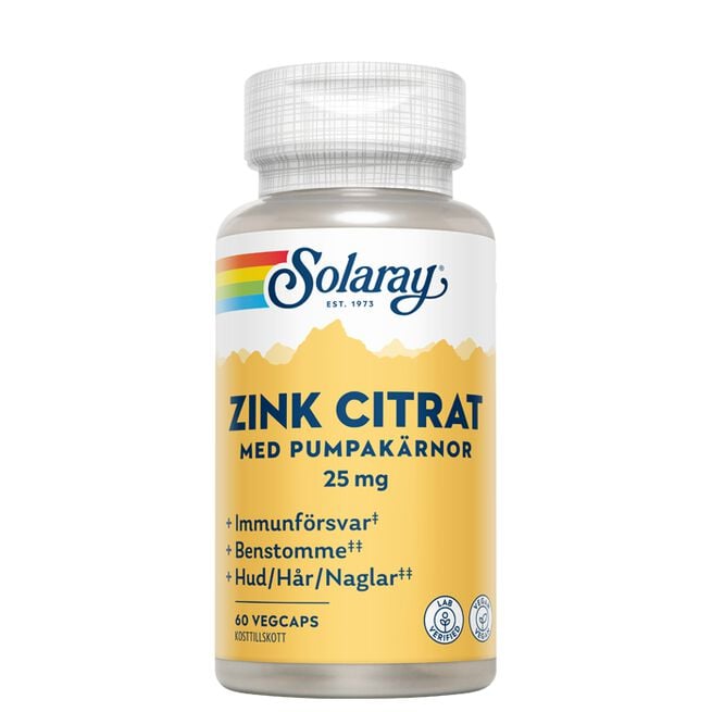 Solaray Zink Citrate 60 kapslar Zinkcitrat 60 kapslar