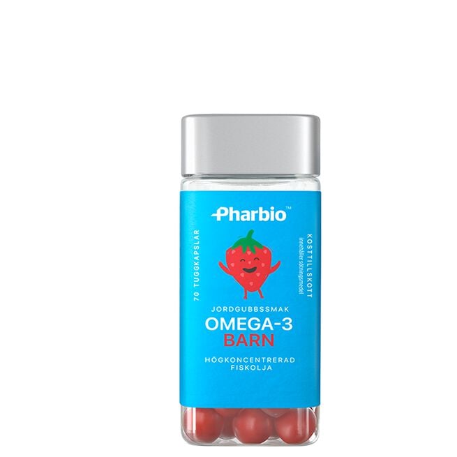 Pharbio Omega-3 Barn Jordgubb 70 tuggkapslar