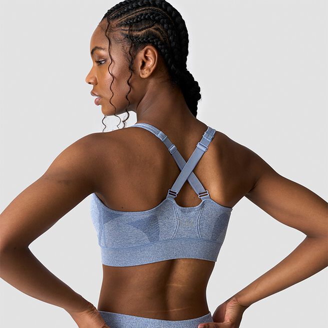 Soft Seamless Adjustable Sports Bra, Metal Blue Melange, L  Soft Seamless Justerbar Sport-BH Blå
