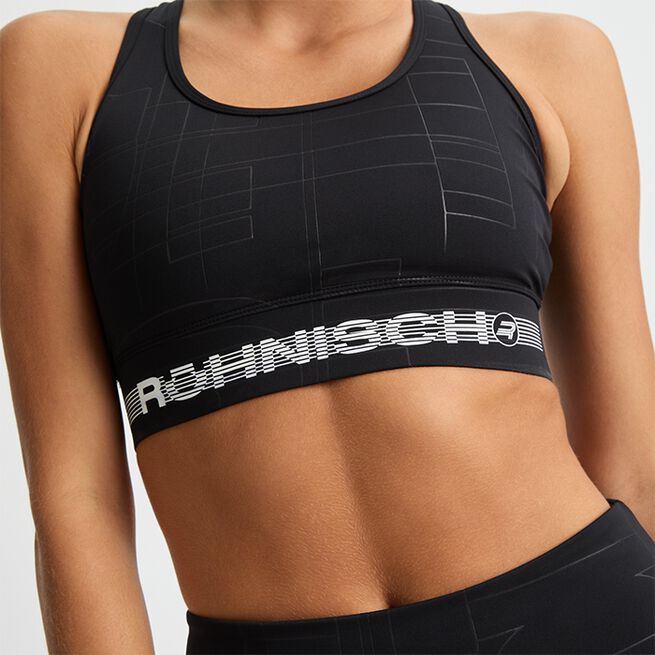Emblem Racerback Sportsbra, Black Logo Emboss, XS Emblem Emboss Sport-BH Svart
