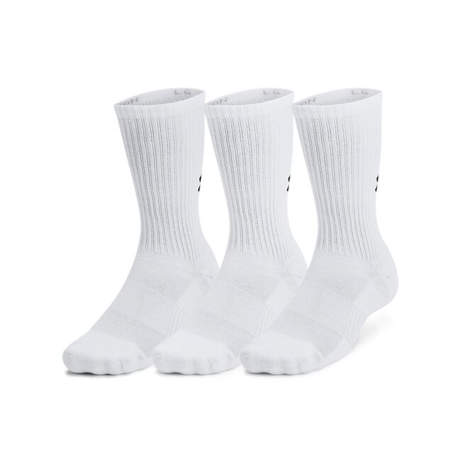 Unisex UA Tech 3pk Crew, White, L UA Tech Crew Strumpor 3 pack Vit